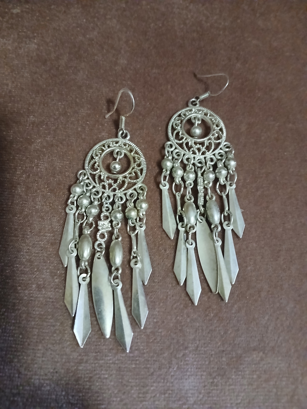 Silver Dangle Boho Chandelier Earrings